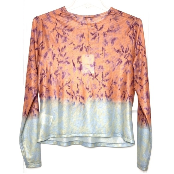 NWT MIAOU 90s Colorblock Floral Print Recycled Mesh Long Sleeve Slim Fit Top 2XL - Picture 4 of 6